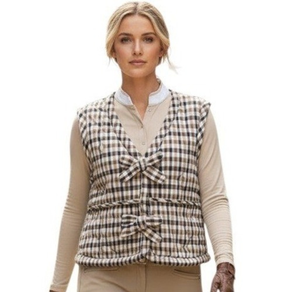 Bailey 44 Quilted Plaid Check Womens size XL Bow Preppy Equestrian Casual Vest